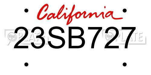 23SB727 California License Plate