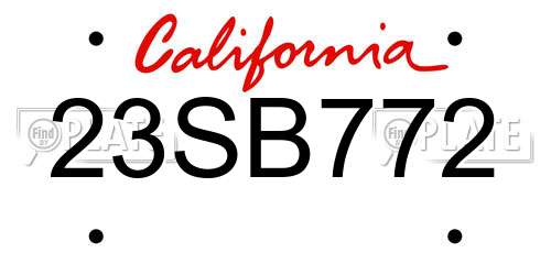 23SB772 California License Plate