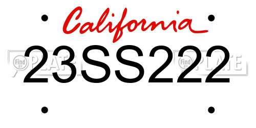 23SS222 California License Plate