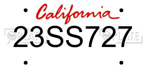 23SS727 California License Plate