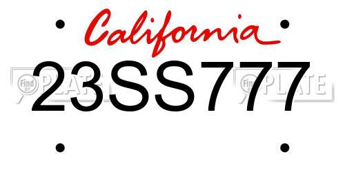 23SS777 California License Plate