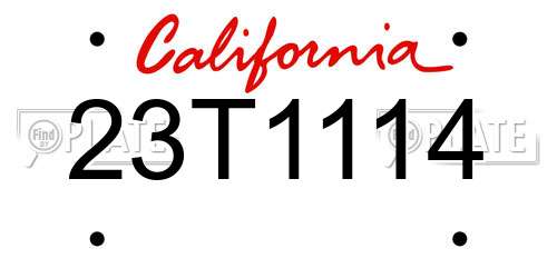 23T1114 California License Plate