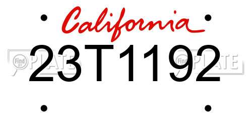23T1192 California License Plate