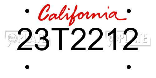 23T2212 California License Plate
