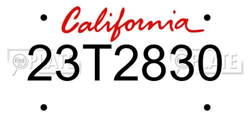 23T2830 California License Plate