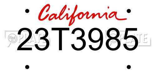 23T3985 California License Plate