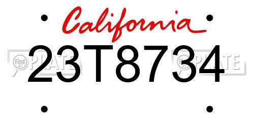 23T8734 California License Plate