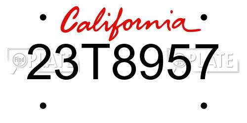 23T8957 California License Plate