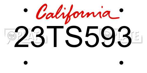 23TS593 California License Plate