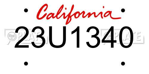 23U1340 California License Plate