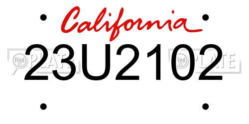 23U2102 California License Plate