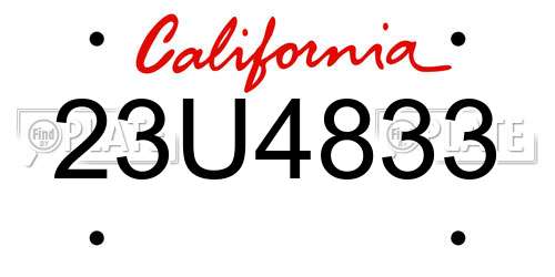 23U4833 California License Plate
