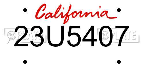 23U5407 California License Plate