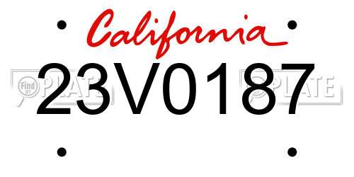 23V0187 California License Plate