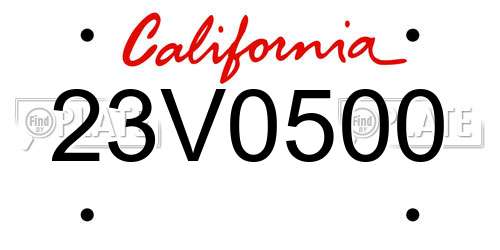 23V0500 California License Plate