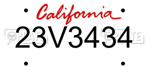 23V3434 California License Plate
