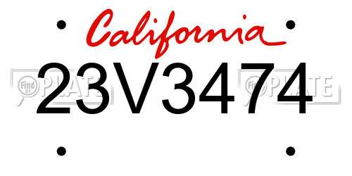 23V3474 California License Plate