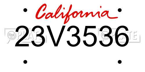 23V3536 California License Plate