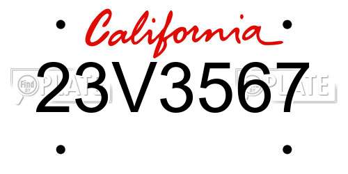23V3567 California License Plate