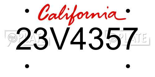23V4357 California License Plate