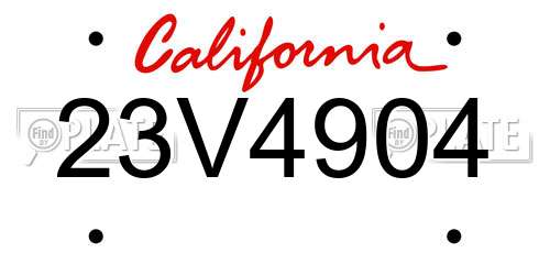 23V4904 California License Plate
