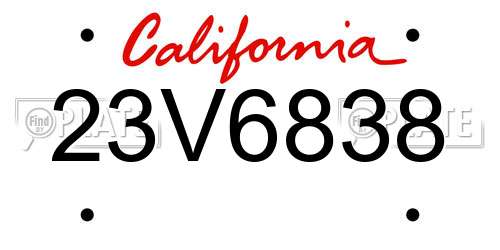 23V6838 California License Plate