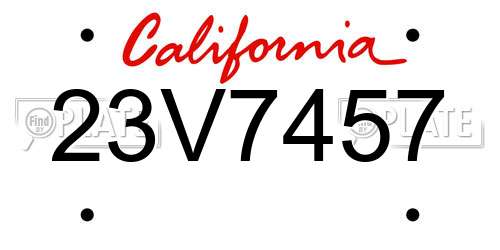 23V7457 California License Plate