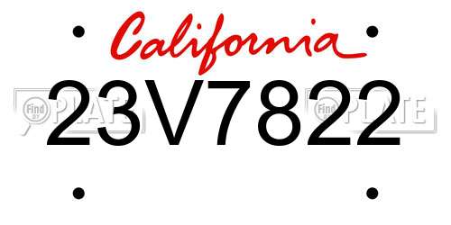 23V7822 California License Plate