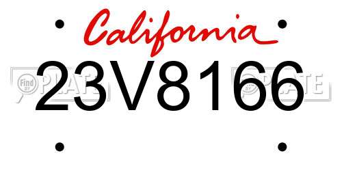 23V8166 California License Plate
