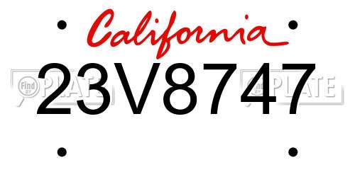 23V8747 California License Plate