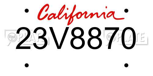23V8870 California License Plate