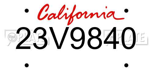 23V9840 California License Plate
