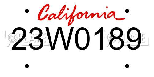 23W0189 California License Plate
