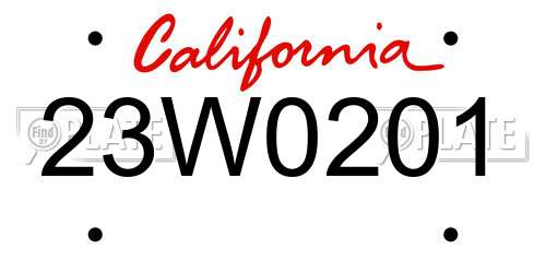23W0201 California License Plate