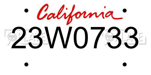 23W0733 California License Plate