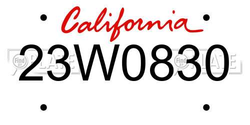 23W0830 California License Plate