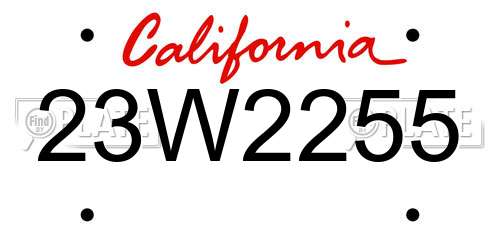 23W2255 California License Plate