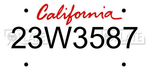 23W3587 California License Plate