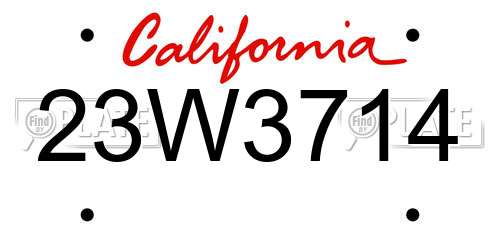23W3714 California License Plate