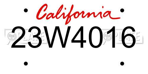 23W4016 California License Plate