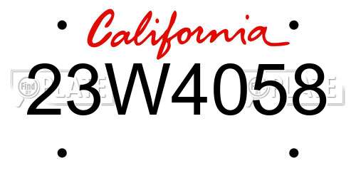 23W4058 California License Plate