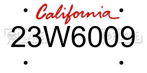 23W6009 California License Plate