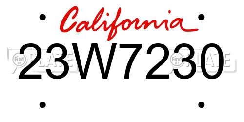 23W7230 California License Plate