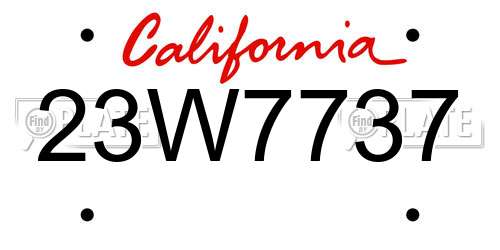 23W7737 California License Plate