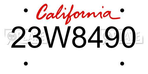 23W8490 California License Plate
