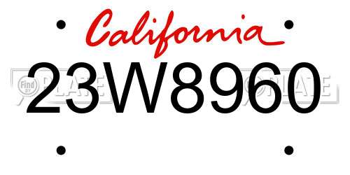 23W8960 California License Plate