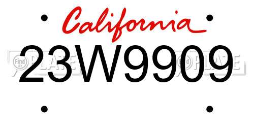 23W9909 California License Plate