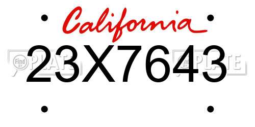 23X7643 California License Plate