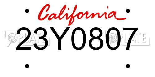 23Y0807 California License Plate