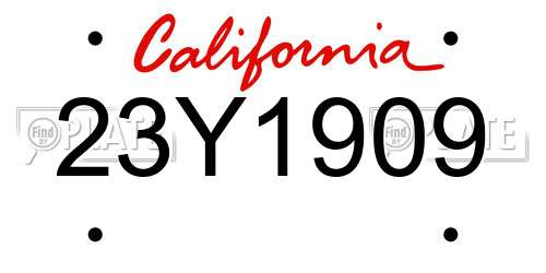 23Y1909 California License Plate